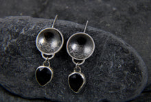Load image into Gallery viewer, Statement Stormy Seas Black Topaz Dangly Earrings