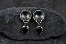 Load image into Gallery viewer, Statement Stormy Seas Black Topaz Dangly Earrings