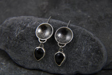 Load image into Gallery viewer, Statement Stormy Seas Black Topaz Dangly Earrings