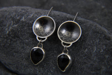Load image into Gallery viewer, Statement Stormy Seas Black Topaz Dangly Earrings