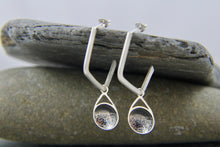 Load image into Gallery viewer, Stormy Seas Charm Angular Hoop Earrings