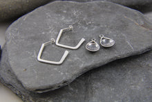 Load image into Gallery viewer, Stormy Seas Charm Angular Hoop Earrings