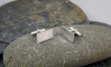 Load image into Gallery viewer, Hammered Rectangular Silver Cufflinks