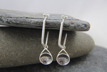 Load image into Gallery viewer, Stormy Seas Charm Angular Hoop Earrings