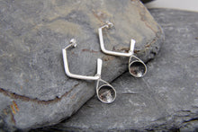 Load image into Gallery viewer, Stormy Seas Charm Angular Hoop Earrings