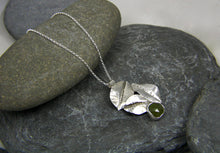 Load image into Gallery viewer, Green Sapphire Leaf Trio Long Pendant
