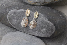 Load image into Gallery viewer, 9ct Gold and Silver Leaf drop earrings