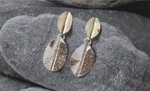 Load image into Gallery viewer, 9ct Gold and Silver Leaf drop earrings