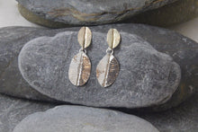 Load image into Gallery viewer, 9ct Gold and Silver Leaf drop earrings