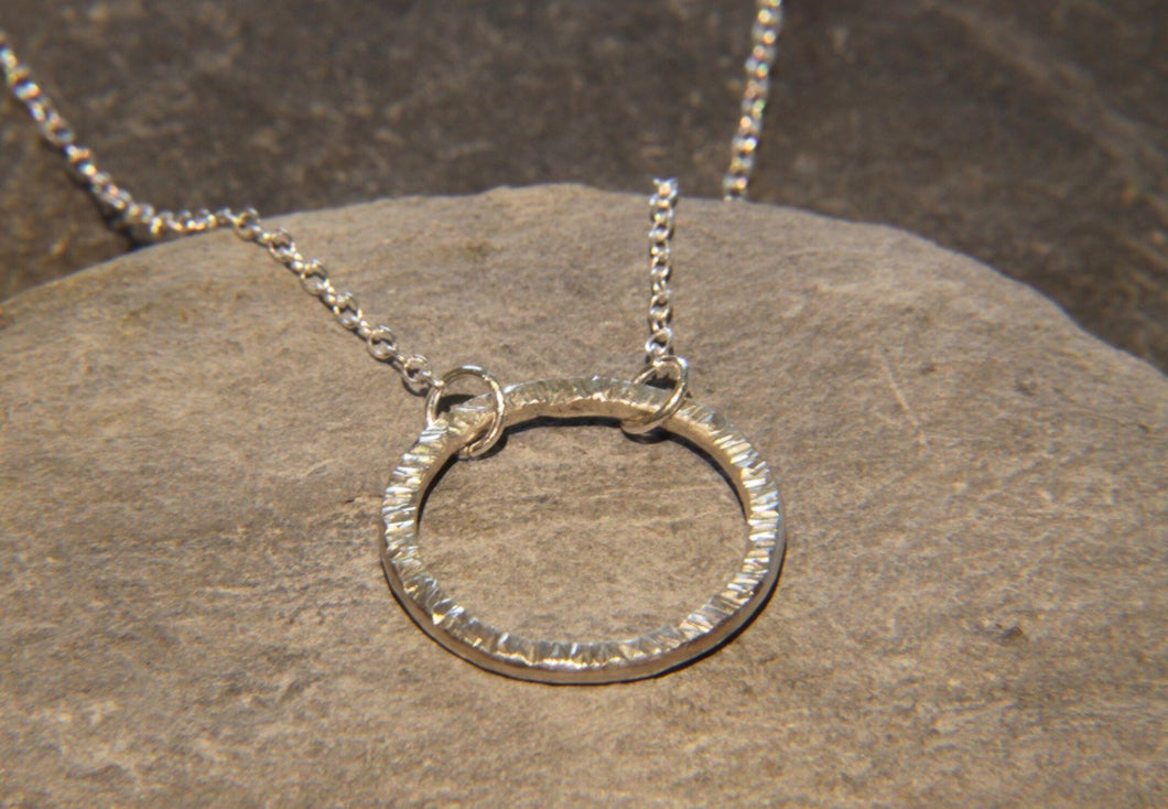 Hammered Circle Necklace - Lucy Symons Jewellery