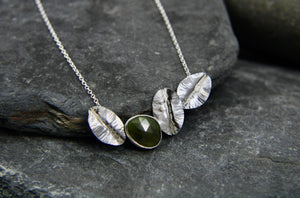 Green Sapphire and Leaf Statement Necklace