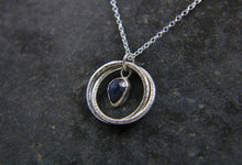 Load image into Gallery viewer, You, me and the Sea - Blue Sapphire Double Entwined Hoop Necklace