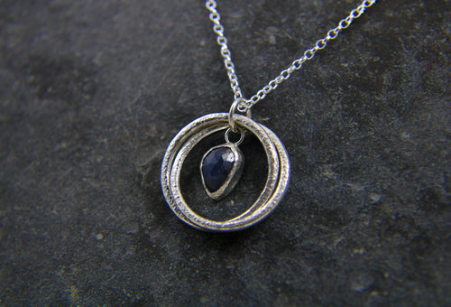 You, me and the Sea - Blue Sapphire Double Entwined Hoop Necklace