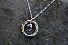 Load image into Gallery viewer, You, me and the Sea - Blue Sapphire Double Entwined Hoop Necklace