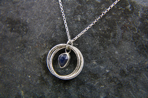 You, me and the Sea - Blue Sapphire Double Entwined Hoop Necklace