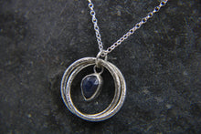 Load image into Gallery viewer, You, me and the Sea - Blue Sapphire Double Entwined Hoop Necklace