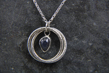 Load image into Gallery viewer, You, me and the Sea - Blue Sapphire Double Entwined Hoop Necklace