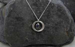 You, me and the Sea - Blue Sapphire Double Entwined Hoop Necklace