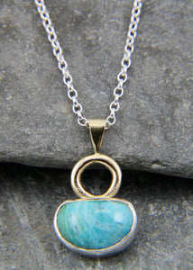 Turquoise, 9ct Gold and Sterling Silver Sunset  necklace