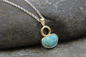 Turquoise, 9ct Gold and Sterling Silver Sunset  necklace