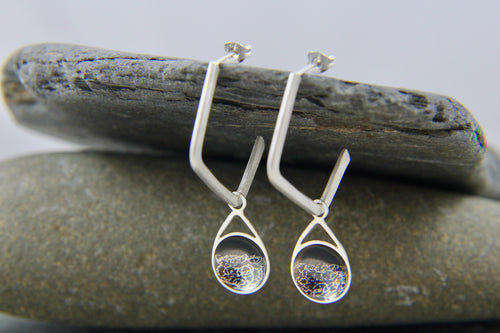 Stormy Seas Charm Angular Hoop Earrings