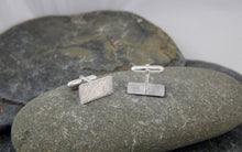 Load image into Gallery viewer, Hammered Rectangular Silver Cufflinks