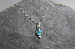 Teardrop Copper Veined Turquoise Sterling Silver Pendant