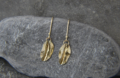 9ct Gold Drop Leaf Earrings