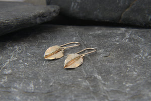 9ct Gold Drop Leaf Earrings