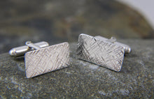 Load image into Gallery viewer, Hammered Rectangular Silver Cufflinks