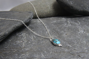 Teardrop Copper Veined Turquoise Sterling Silver Pendant
