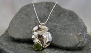Green Sapphire Leaf Trio Long Pendant