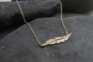 Gold Floating Feather Necklace