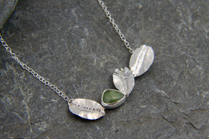 Green Sapphire and Leaf Necklace
