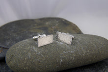 Load image into Gallery viewer, Hammered Rectangular Silver Cufflinks