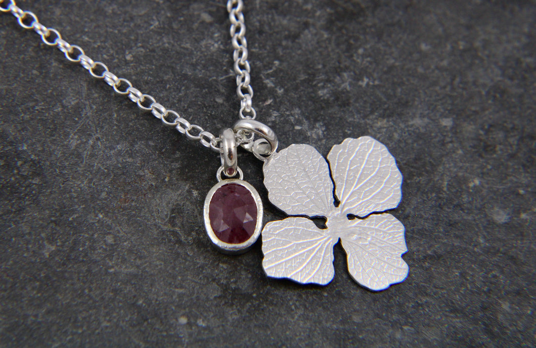 Beyond the Bloom Flower and Ruby gemstone Pendant