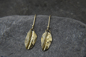 9ct Gold Drop Leaf Earrings