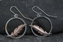 Load image into Gallery viewer, Cooper Floating Feather Dangle Earrings