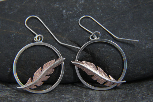 Cooper Floating Feather Dangle Earrings
