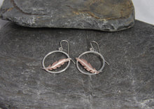 Load image into Gallery viewer, Cooper Floating Feather Dangle Earrings