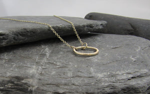 Gold Hammered Circle Necklace
