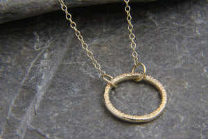 Gold Hammered Circle Necklace