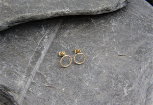 9ct Gold Hammered Circle Stud Earrings