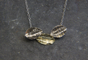 9ct Gold and Sterling Silver Leaf Necklace