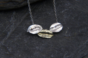 9ct Gold and Sterling Silver Leaf Necklace