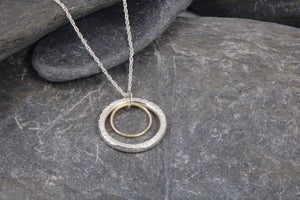 Double Circle Pendant 9ct Yellow Gold and Silver