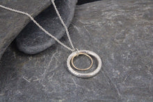 Load image into Gallery viewer, Double Circle Pendant 9ct Yellow Gold and Silver