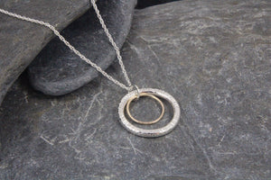 Double Circle Pendant 9ct Yellow Gold and Silver