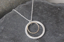 Load image into Gallery viewer, Double Circle Pendant 9ct Yellow Gold and Silver