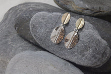 Load image into Gallery viewer, 9ct Gold and Silver Leaf drop earrings
